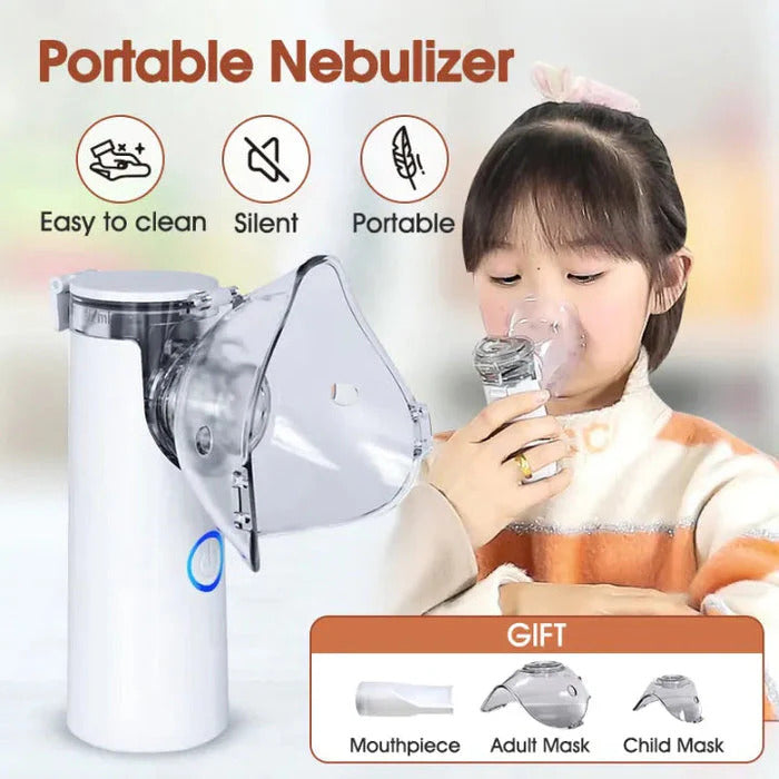 Portable Mesh Nebulizer Machine for Adults & Kids | Rechargeable Medicine Inhaler Nebulizer for Breathing Relief, Cough, Asthma | Masks for Kids & Adults