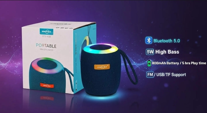 RGB LED Wireless Bluetooth Speaker with 800mAh Battery – Portable Rechargeable Speaker