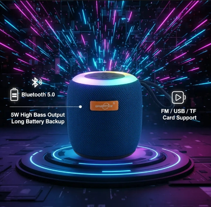 RGB LED Wireless Bluetooth Speaker with 800mAh Battery – Portable Rechargeable Speaker